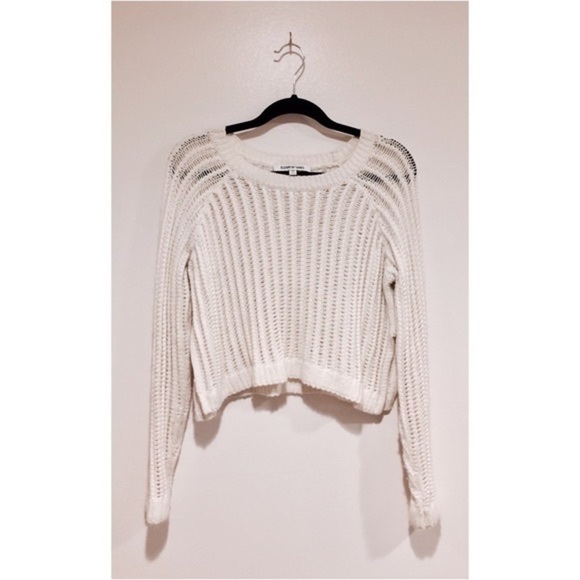 Elizabeth and James White Cropped Angora ivory Sweater - M - Picture 3 of 7